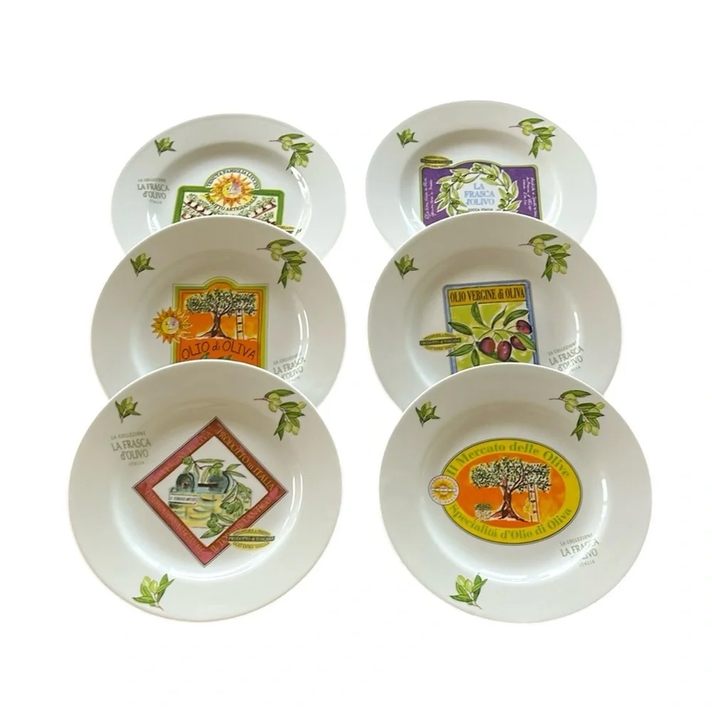Crate & Barrel | La Frasca d’Olivo Collection of 6 Hors d'oeuvres Plates…